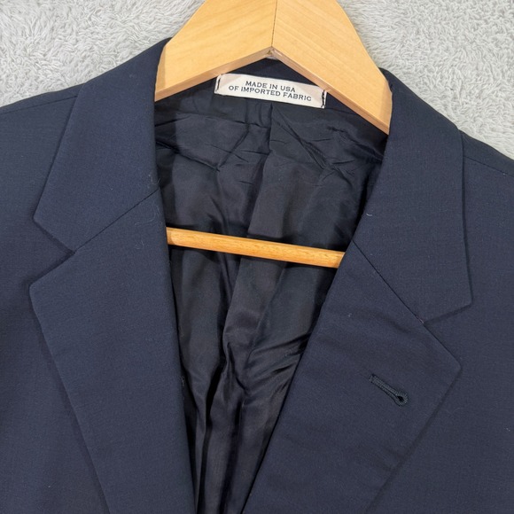 Joseph Abboud Mens 46R Navy Marzotto S120s Wool Blazer Suit Jacket Made in USA - Picture 2 of 12